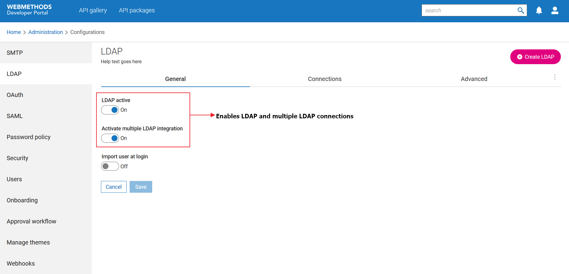 LDAP and multple LDAP enabling options