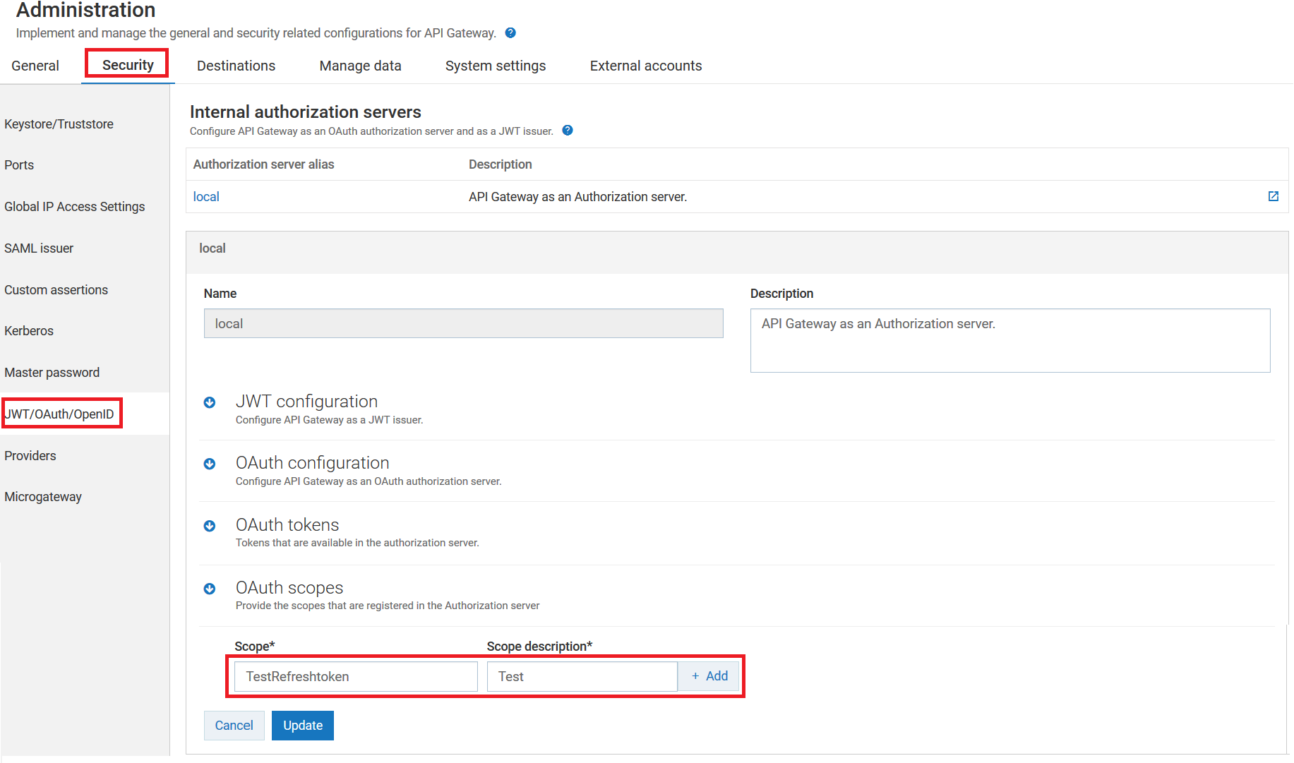 create oauth scope