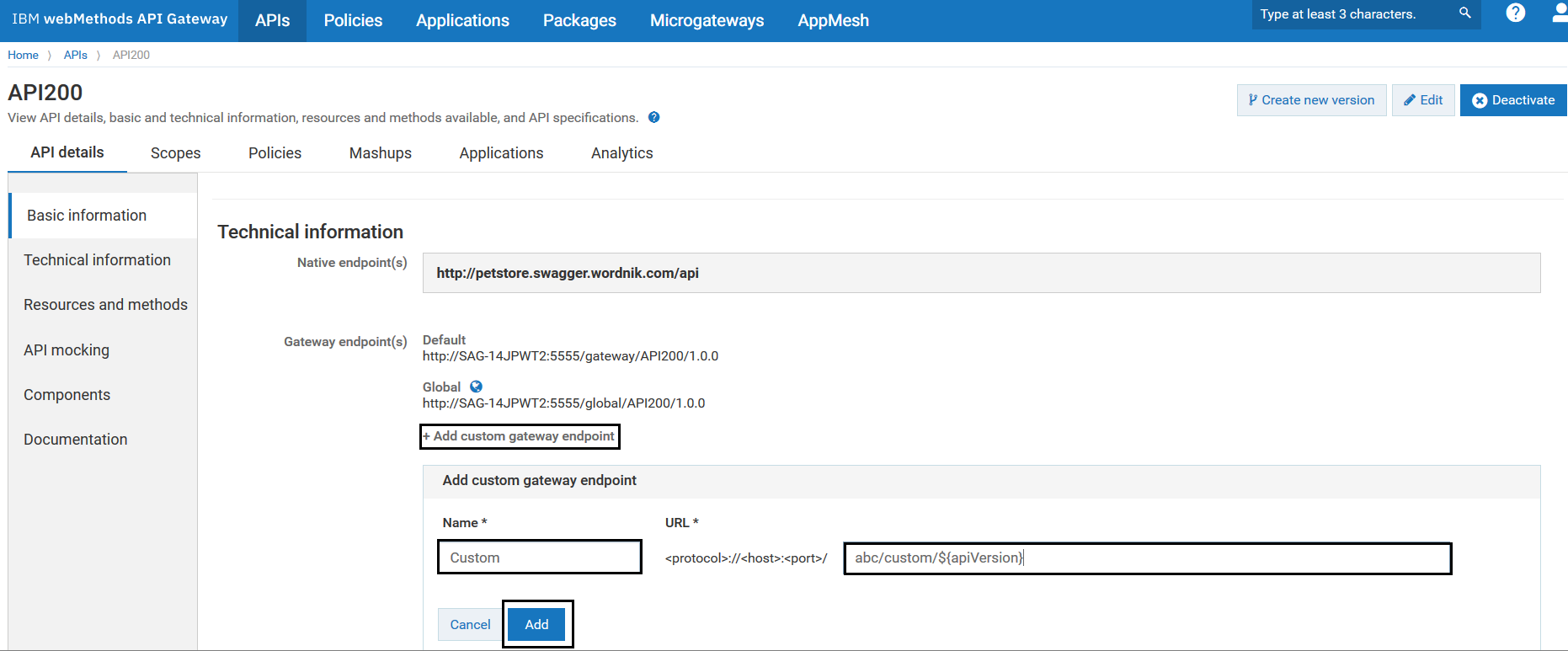 add custome gateway endpoint