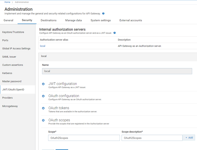 Create OAuth scope