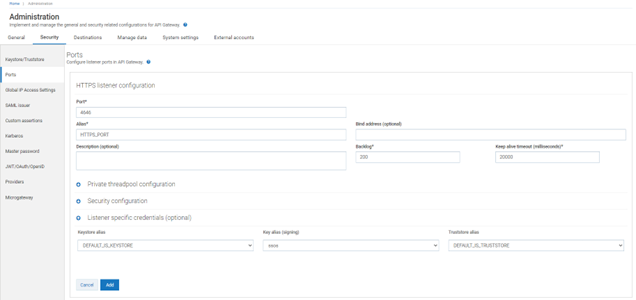 Create new HTTPS port