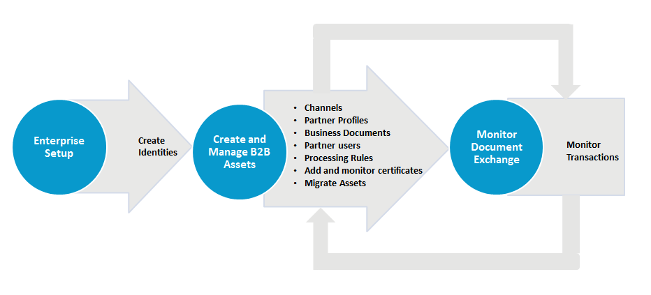 flow of activities in IBM webMethods B2B Cloud